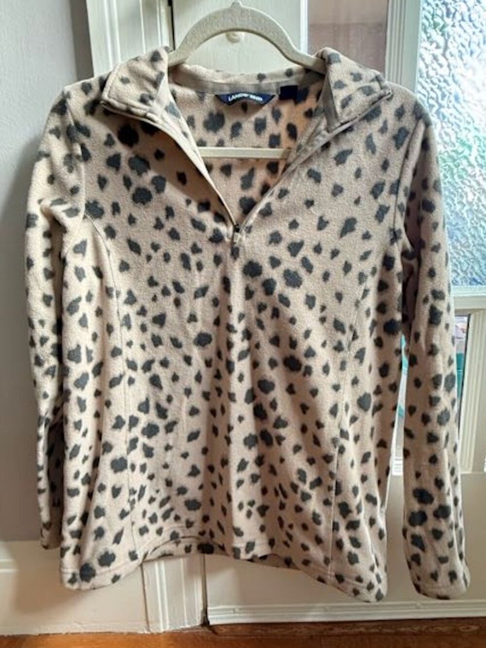 Land's End Fleece Half-Zip Pullover Sweater - Leopard